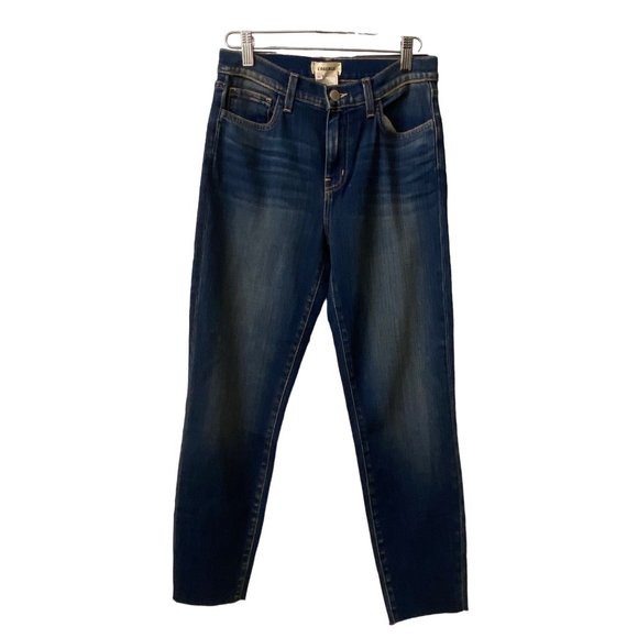 NWT L'AGENCE EL Matador Blue High Rise Slim Straight Raw Hem Jeans 26 - Picture 4 of 10